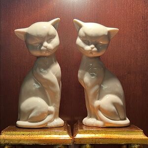 Pair of “Opposites” Siamese Cats Figurines